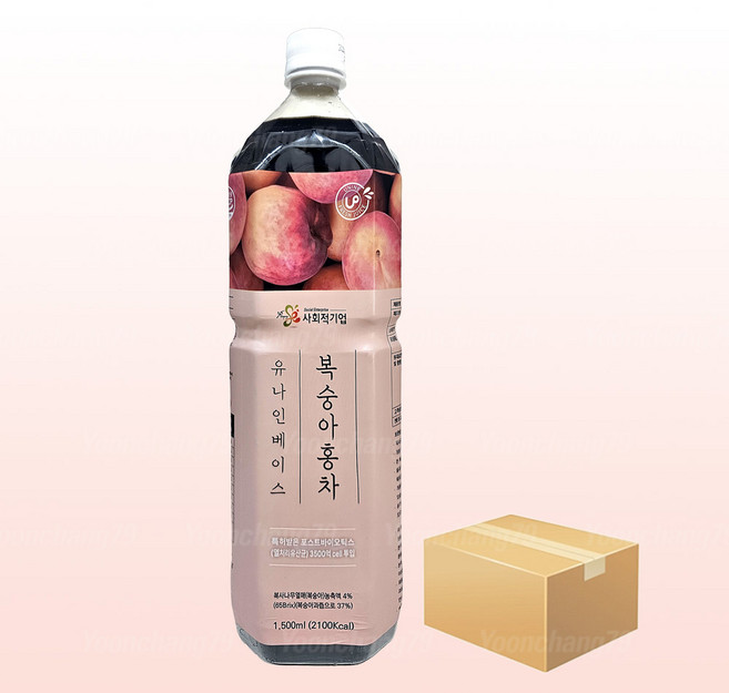 유나인베이스 복숭아홍차 1.5L x 8개/과일원액 아이스티, 8개