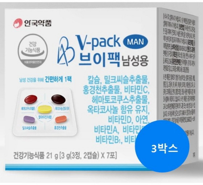 안국약품 브이팩 남성용+ 멀티비타민 올인원팩, 21g, 3개