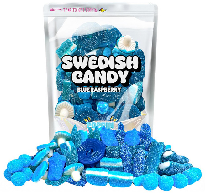 스웨디시 블루 라즈베리 믹스 Blue Raspberry Mix 스웨덴 젤리 캔디, 400g, 1개