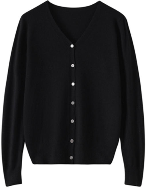 NUNUHANA 여성 베이직 스판 브이넥 니트 가디건