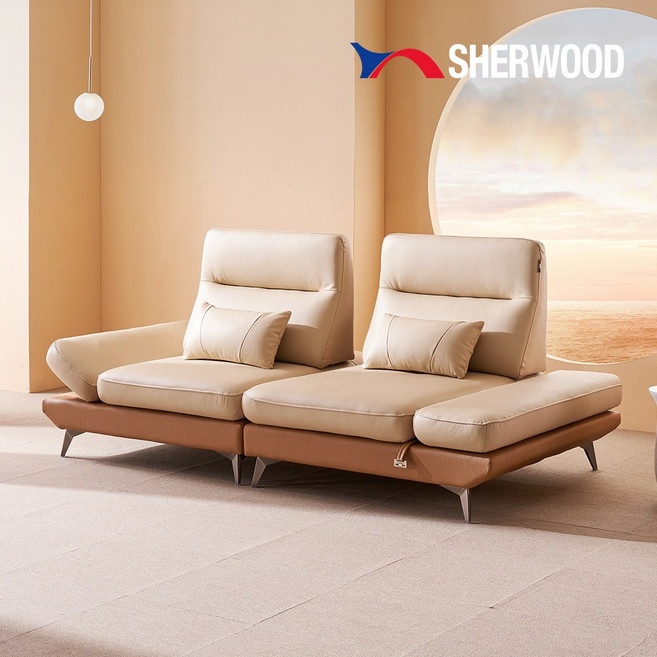 쉐우드가구 드벨리 이태리 천연통가죽 기능성 스윙 소파 3인용 / 국내제조 자재등급(E0), 딥그린