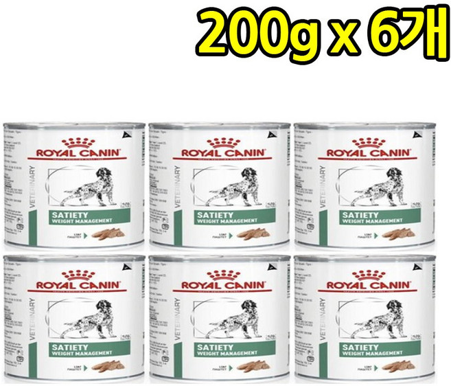로얄캐닌 독 세타이어티 웨이트 매니지먼트 로프 인 캔 200G X 6개입 RF28 체중감량 과체중, 6개