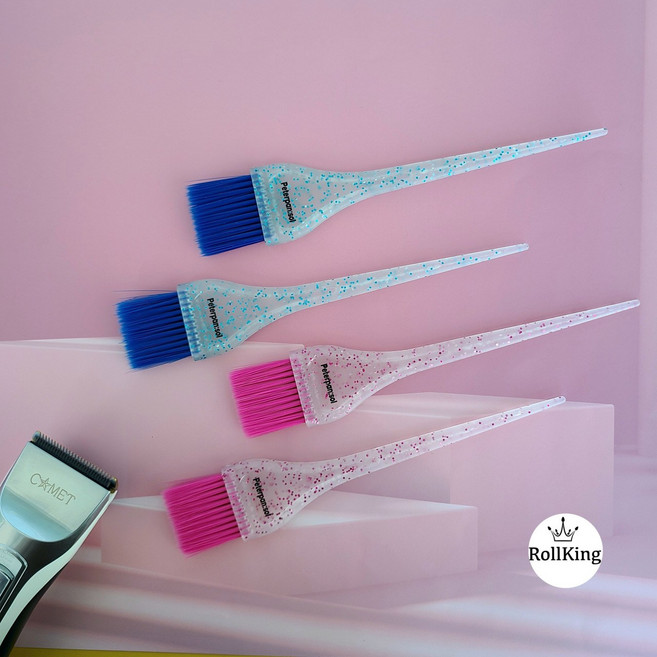 [롤킹] 투명 바리깡 청소 솔 클리퍼 붓 머리카락 털이개, 펄블루, 1개