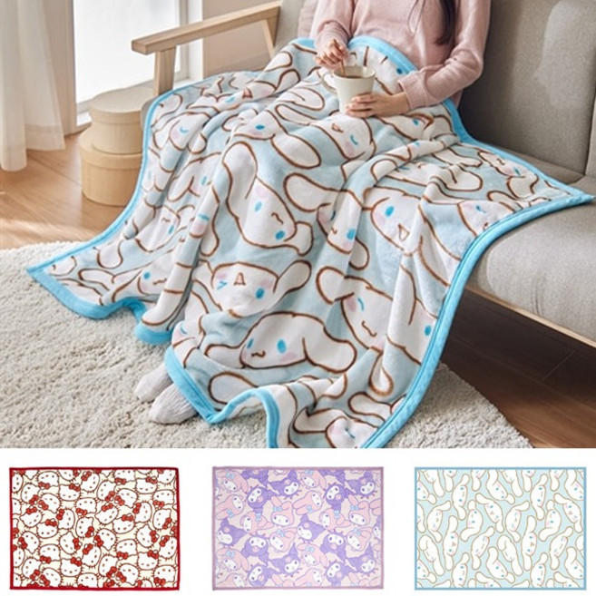 산리오캐릭터즈 하프담요_페이스 100x140cm, 마이멜로디&쿠로미(787511)