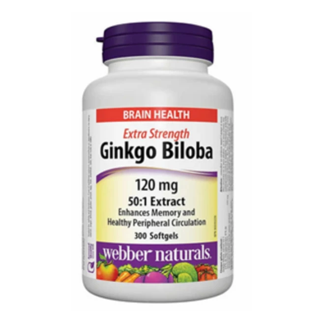 웨버 네츄럴 징코 빌로바 은행나무 추출물 300정 (WEBBER GINKGO BILOBA 120mg 300 SOFTGELS) - 쿠팡