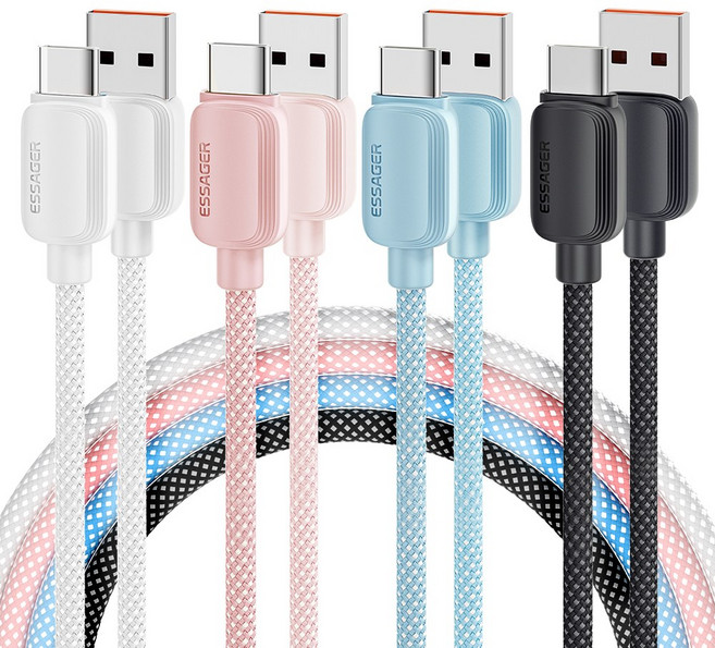 Essager C타입 7A 100W 고속 충전 케이블 2개입, 2m, 블루, 2개