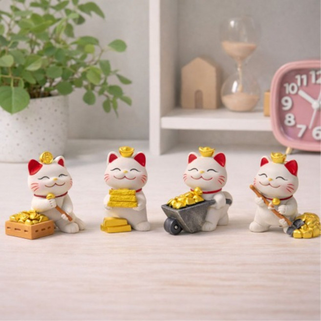 카페 식당 재물복 인테리어 장식 마네키네코 피규어 4종세트