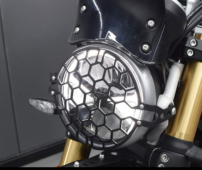 OD 트라이엄프 호환 스크램블러400X/스피드400 커스텀 튜닝 파츠 윈드실드 테일랙 프론트 펜더 사이드 커버, (400/400X) 블랙 알루미늄 라이트그릴