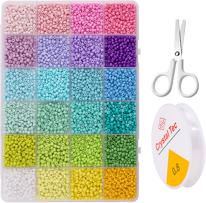 DIY 올인원 24색 시드 비즈 세트 팔찌 만들기 키트, 1세트, 0.8mm마카롱시리즈