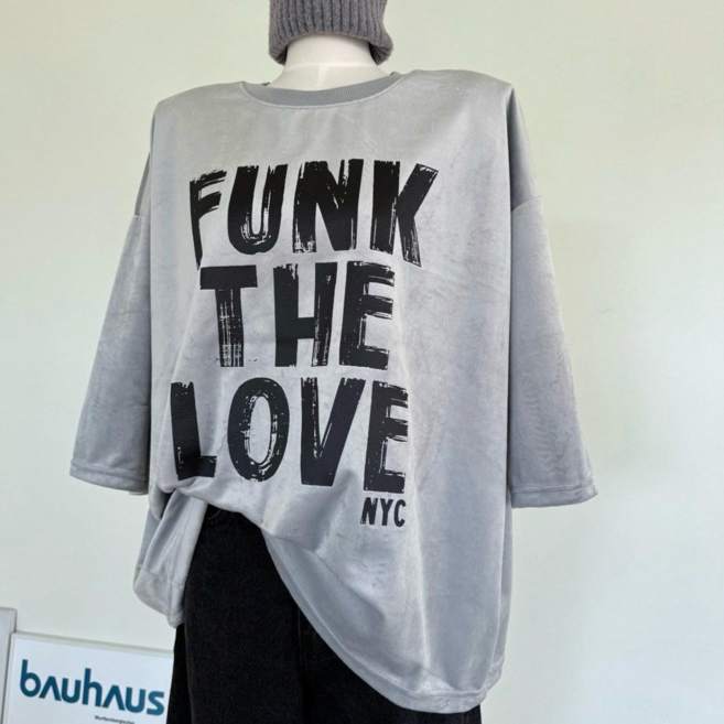 펑크 벨로아 벨벳 포인트 7부티셔츠