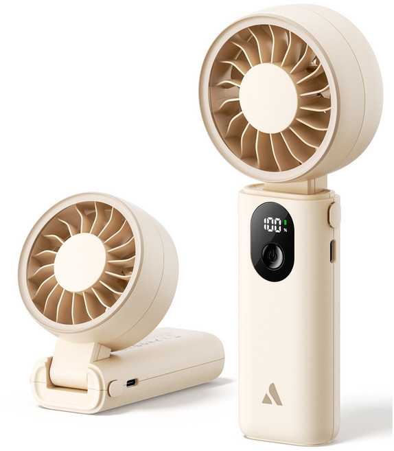 Aecooly 휴대용 선풍기 저소음 미니 핸드 목걸이 급속 냉각 대용량 손선풍기, 살구색, PE02