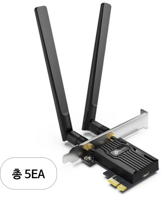 티피링크 AX3000 WiFi 6 블루투스 5.2 PCIe 무선 랜카드, Archer TX55E, 5개