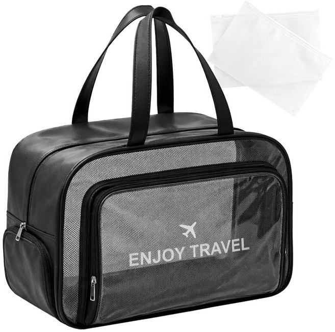 투데이리빙 대용량 신발 분리 수납 다용도 가방 + 지퍼백 남자 여성 성인 수영 목욕 방수백 수영장 비치 물놀이 방수 숄더백 수영복 대형 백팩 비치백, 블랙