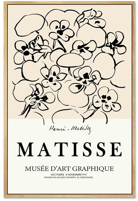 화장실 12 X16 IN 액자용 MATISSE 캔버스 침실 자연 액자 ZZUDIS 미니멀리스트 아트 프린트 장식 거실, ENatural Framed, 16"L x 12"W