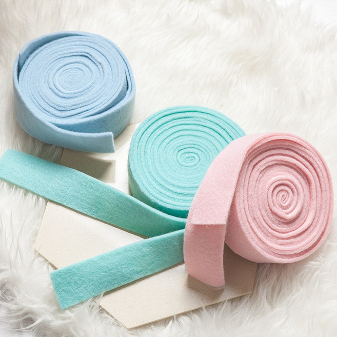 크리스마스 양모 펠트 리본 5cm (5m) 6컬러 롤 선물 포장 끈 공예 재료 DIY 트리 장식, 레드, 1개