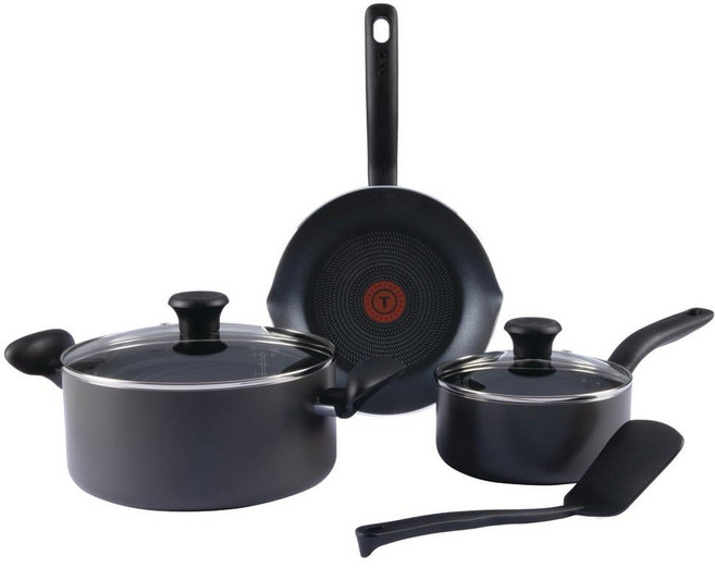 T-fal 이니셔티브 논스틱 프라이팬 세트 2피스 블랙 125590, 6-Piece, Black