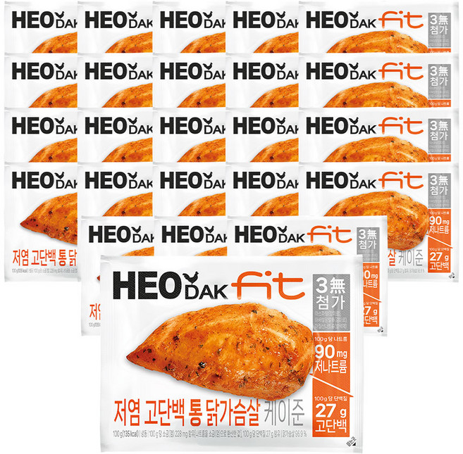 허닭FIT 저염&고단백 통 닭가슴살 케이준, 24개, 100g