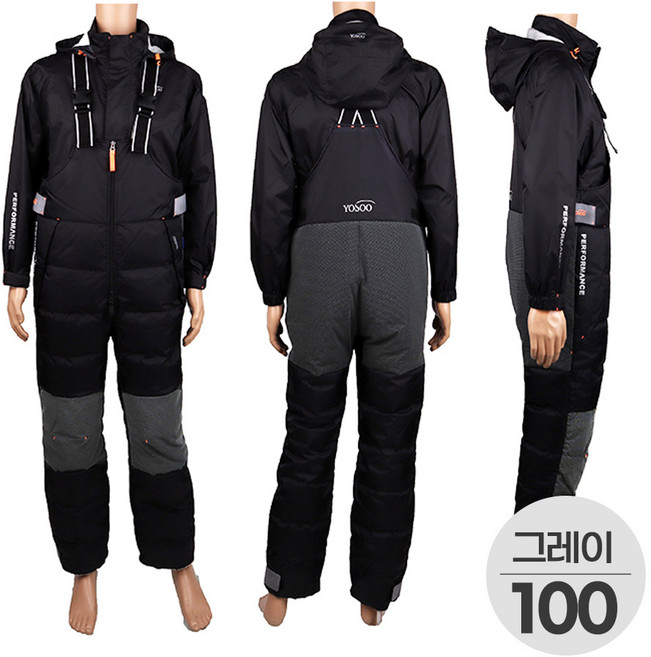 이화요수 하이포라 구스다운 멜빵바지 그레이 100호, 단품