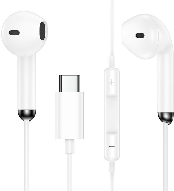 ANNIBER C타입 애플 아이폰 삼성 갤럭시 호환 오픈형 유선 이어폰, 화아트, EASC06KT