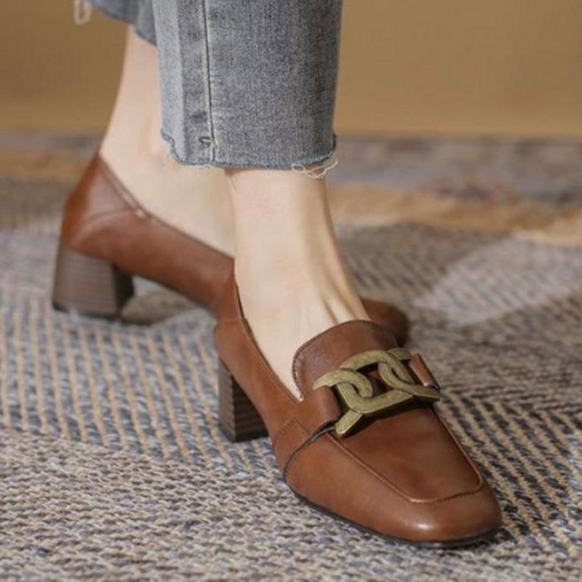 Asure 여성구두 스퀘어 힐 빈티지 단화 편한구두 5CM