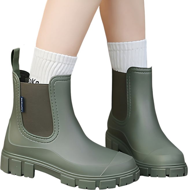 슈토리 레인부츠발편한 여성장화 데일리 미들 숏 3CM 미끄럼방지, 1개, 카키