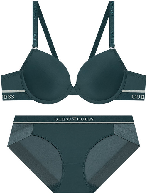 게스언더웨어 아스킨 솔리드 브라 팬티 세트 - 딥그린