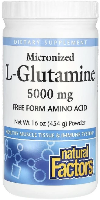 Natural Factors 미분화 L-글루타민 분말, 5000mg  454g  2개, 454g - 쿠팡
