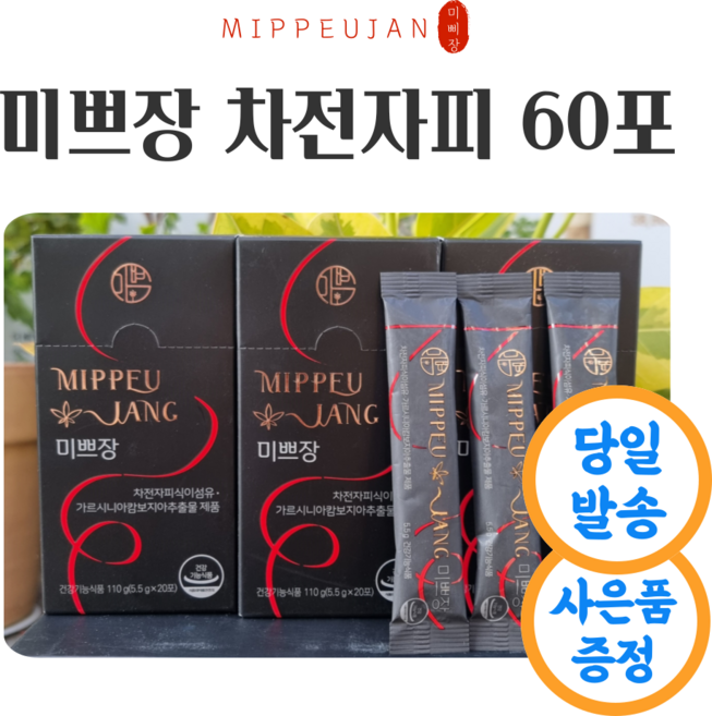 미쁘장 차전자피 식이섬유 20포x3EA+증정품 1종, 60개