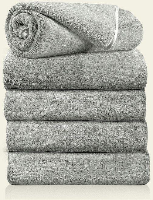 PPEAT 영국 황실호텔 수건 60수 코마사 타월 집들이 선물 세면 타월 집들이 여행용 세면도구 수건 10장 고급 타올, 5개, 연회색