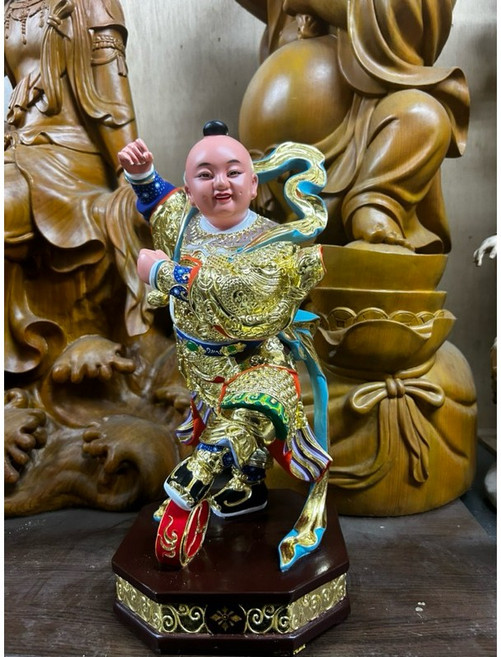 華誠 1尺3 三太子 金身 神像 樟木雕刻