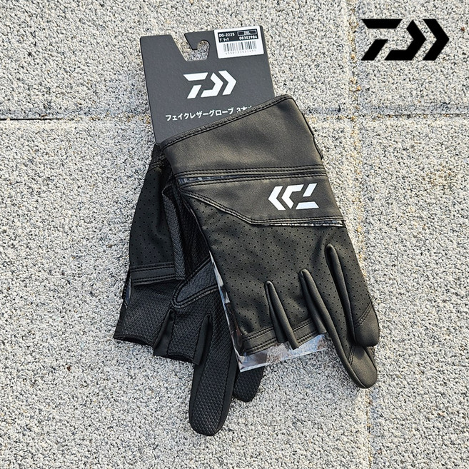 다이와 25 3컷 인조 가죽 글로브 낚시 장갑 DG-2225, 1개, 블랙