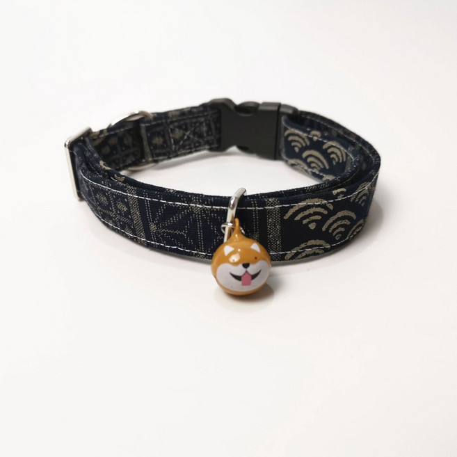 중형견 당초무늬 목줄세트 시바견목줄 일본 강아지목줄, 1개, 미스테리어스 블랙