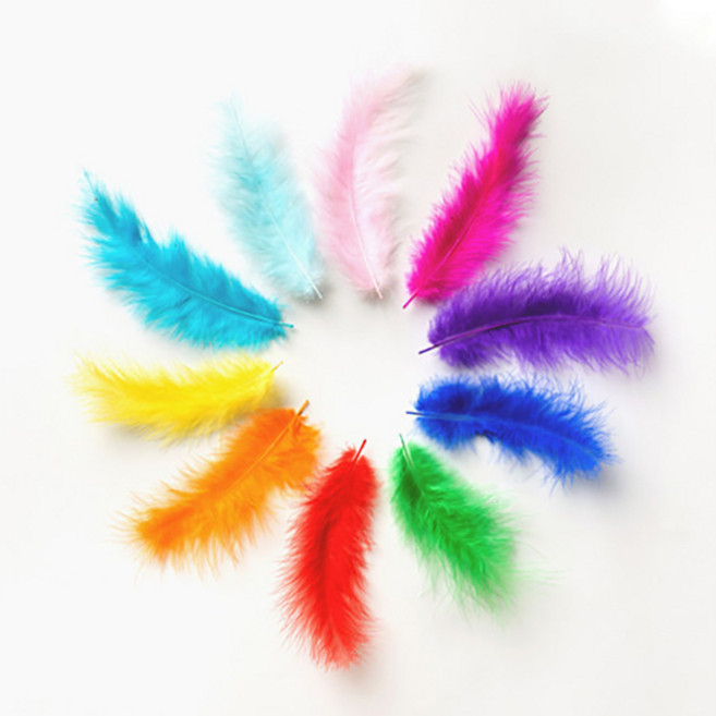 (약50개) 자연 깃털 드림캐쳐 재료, 팝컬러믹스