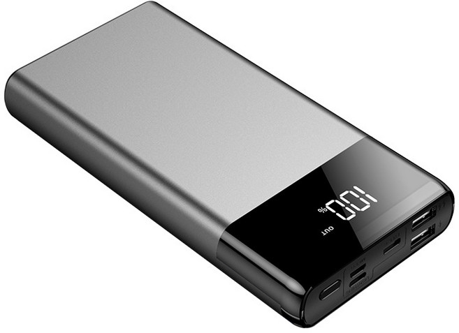 보조 배터리 합금 66W 초고속 충전 30000mAh 대용량 초슬림 초경량 멀티단자 보조배터리, 티타늄 실버