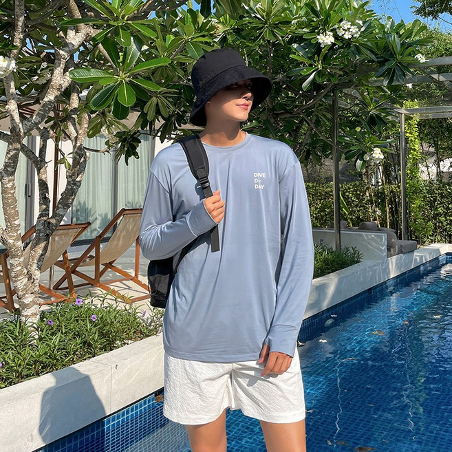 남성 래쉬가드 긴팔티 베이직 루즈핏 수영복 SW19800F, 블루/2XL[110]