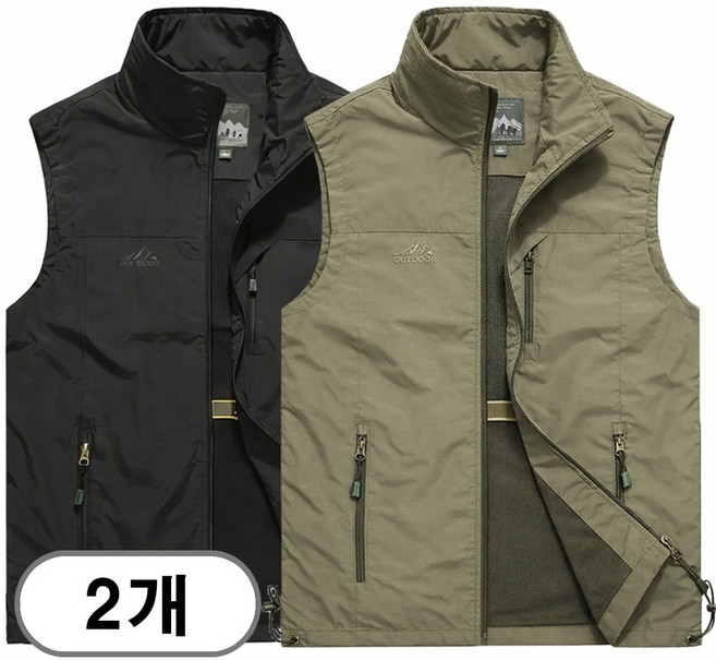 차쿠 1+1(2세트) 남성 작업 조끼 베스트 캐주얼조끼 낚시 등산 아웃도어 조끼 캠핑조끼 중년조끼 아빠 아저씨 택배조끼 빅사이즈 조끼