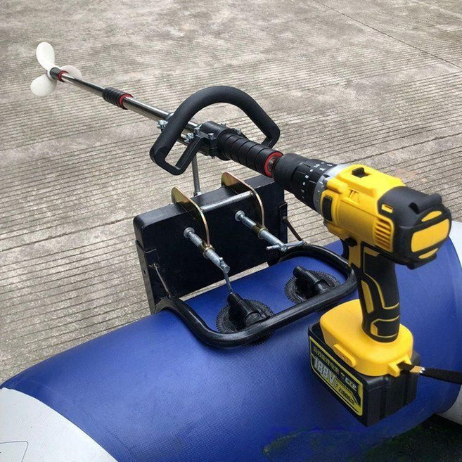 전동드릴 선외기 휴대용 카약 고무보트 알루미늄 프로펠러, 1m+클램프브래킷