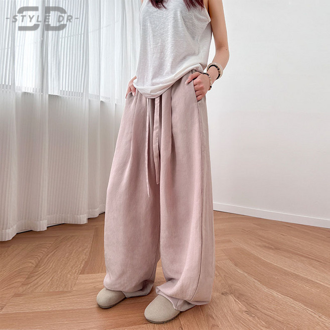 스타일닥터 여성 린넨 와이드 하이웨스트 여름 편한 쿨팬츠