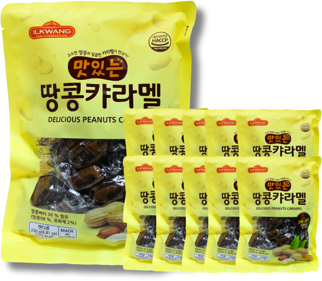 일광제과 캔디 땅콩캬라멜2, 250g, 10개