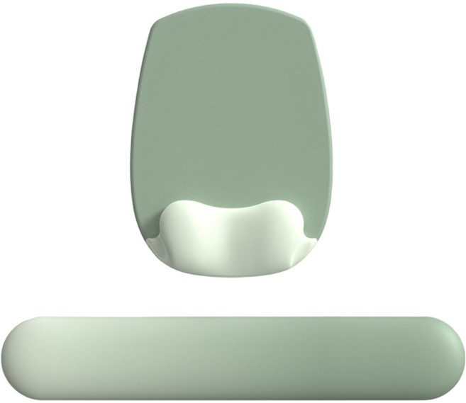 아라리오 벨루어 컴포트 키보드 마우스 손목 받침대 세트, 1개, 세이지 그린