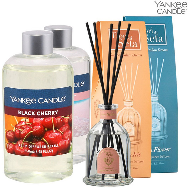 양키캔들 디퓨저 리필 250ml+피오리디세타 디퓨저 175ml (택2), 리필 250ml 클린코튼, 175ml 레드로즈, 리필 250ml 클린코튼:175ml 레드로즈