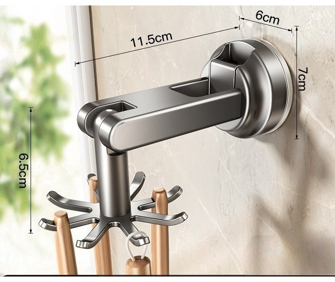 ANYOU 주방 행거 회전 빨판 걸이 선반 펀칭 프리 조리도구 수납 선반 냄비 삽 스푼 삽, 1개, 그레이-A