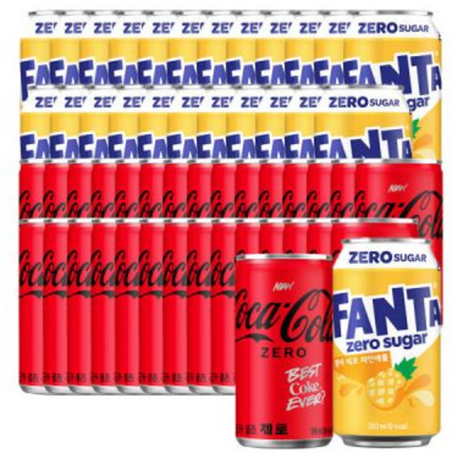 테온셀 코카콜라제로 190ml x 30캔 + 환타제로파인 350ml 24캔, 코카콜라제로 190ml x 30캔 + 환타제로파인 35