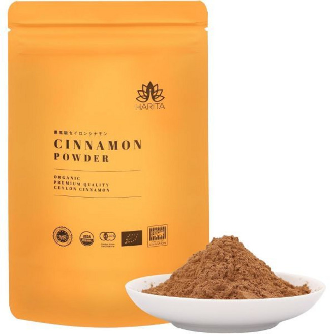 HARITA 하리타 계피 가루 3.5온스 (100g) 유기농 JAS 인증 세계 식품 오스카 챔피언십 스리랑카 정부 셀론 선물용 노화 관리 USDA 및 EU 일본 출고 향, 100g, 1, 100g, 1개