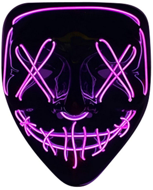 로모주 할로윈 LED 마스크 코스튬 빌런 인싸템 파티용 가면 연말 파티, 1개, 퍼플