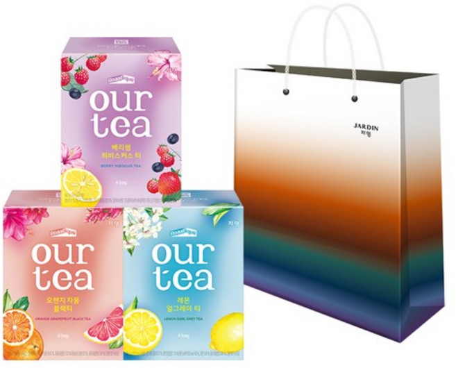 아워티 4p 베스트 3종 SET오렌지+레몬+히비스커스+쇼핑백, 1세트