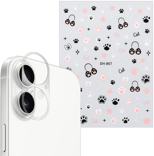 더조은셀러 고광택 고선명 카메라 PET 필름 3매 스티커 폰꾸미기 DIY 폰꾸 카꾸 레시피 키트 아이폰 17 호환, 1세트