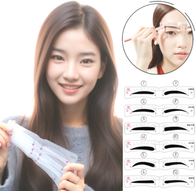 리즈앤 눈썹그리기 가이드 반영구 눈썹툴 12종, 1개, 반영구 눈썹가이드 12P