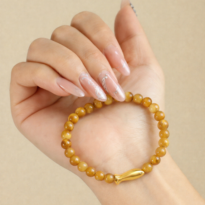 엘리블트 행운을 부르는 천연 골든 호안석 여성 팔찌