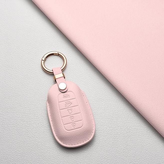 현대 호환 스마트 키케이스 (그랜저IG/올뉴아반떼 CN7/팰리세이드) 4/5버튼 키홀더 차량용품 선물포장, 현대 F5 타입(5버튼), 피치핑크